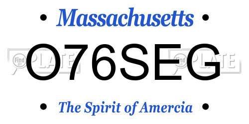O76SEG Massachusetts License Plate