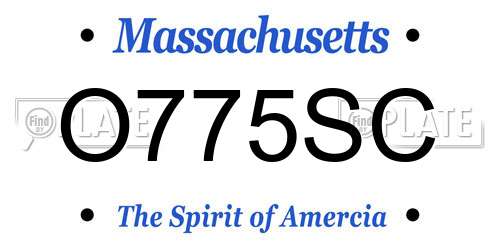 O775SC Massachusetts License Plate