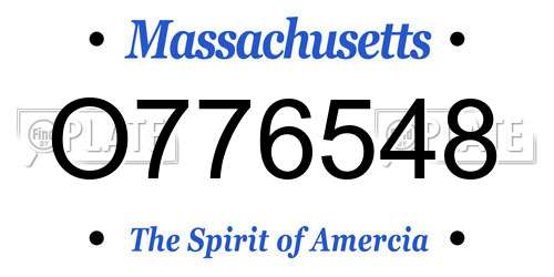 O776548 Massachusetts License Plate