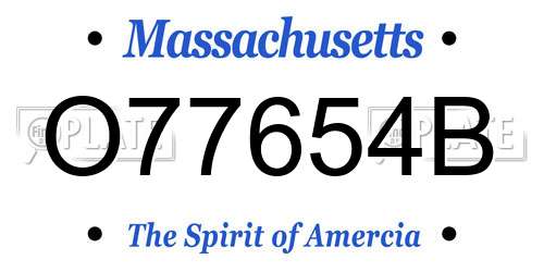 O77654B Massachusetts License Plate