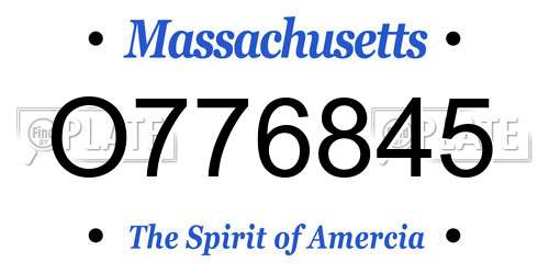 O776845 Massachusetts License Plate
