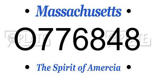 O776848 Massachusetts License Plate