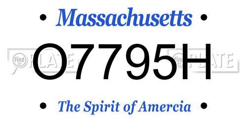 O7795H Massachusetts License Plate