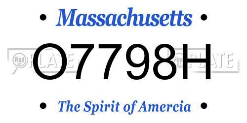 O7798H Massachusetts License Plate