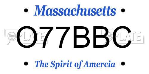O77BBC Massachusetts License Plate
