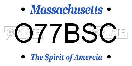 O77BSC Massachusetts License Plate