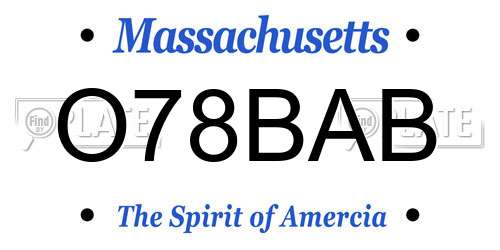 O78BAB Massachusetts License Plate