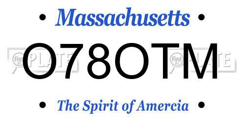 O78OTM Massachusetts License Plate