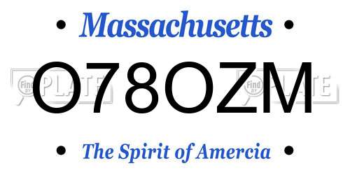 O78OZM Massachusetts License Plate