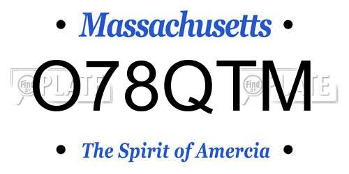 O78QTM Massachusetts License Plate