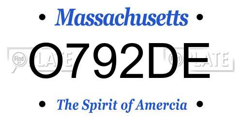 O792DE Massachusetts License Plate