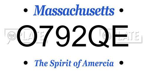O792QE Massachusetts License Plate