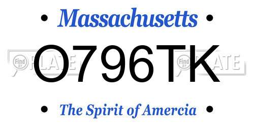 O796TK Massachusetts License Plate