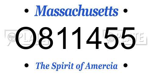 O811455 Massachusetts License Plate
