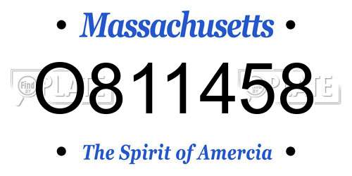 O811458 Massachusetts License Plate