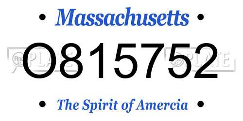 O815752 Massachusetts License Plate