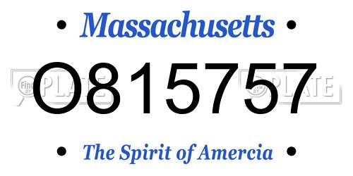 O815757 Massachusetts License Plate
