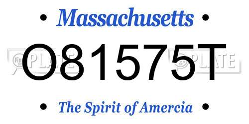O81575T Massachusetts License Plate