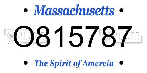 O815787 Massachusetts License Plate