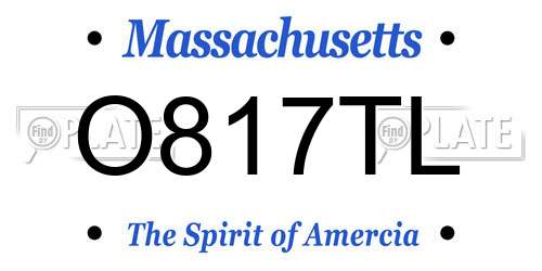 O817TL Massachusetts License Plate