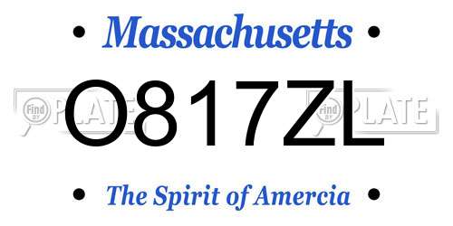 O817ZL Massachusetts License Plate