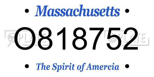 O818752 Massachusetts License Plate