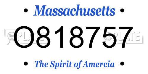 O818757 Massachusetts License Plate