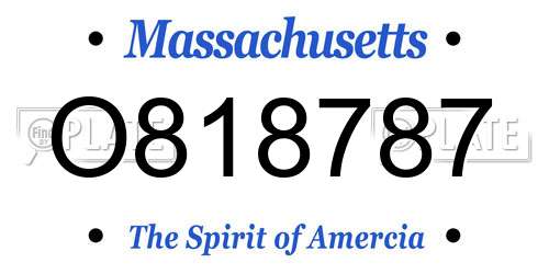 O818787 Massachusetts License Plate