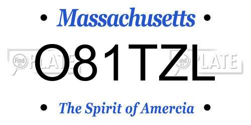 O81TZL Massachusetts License Plate
