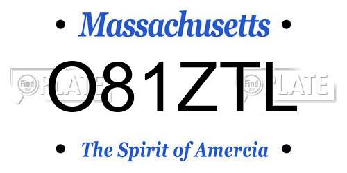 O81ZTL Massachusetts License Plate