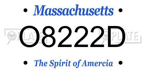 O8222D Massachusetts License Plate