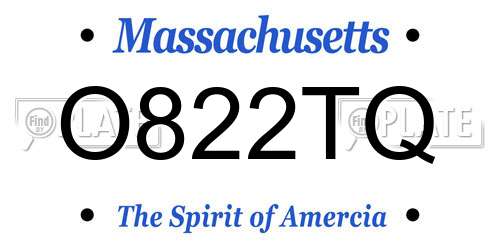 O822TQ Massachusetts License Plate