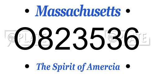 O823536 Massachusetts License Plate