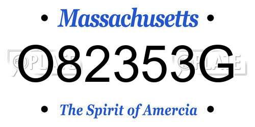 O82353G Massachusetts License Plate