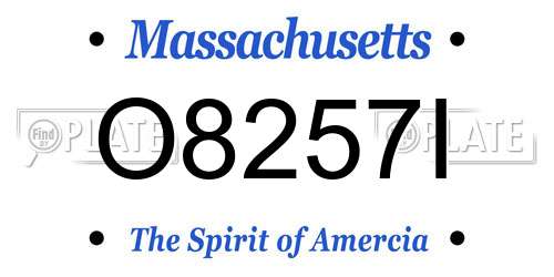 O8257I Massachusetts License Plate