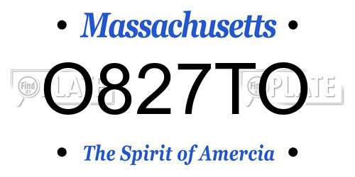 O827TO Massachusetts License Plate