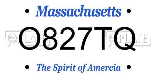 O827TQ Massachusetts License Plate