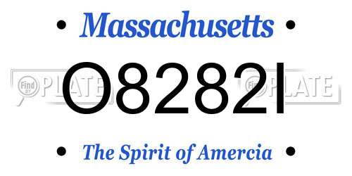 O8282I Massachusetts License Plate
