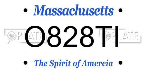O828TI Massachusetts License Plate