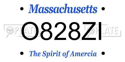 O828ZI Massachusetts License Plate