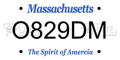 O829DM Massachusetts License Plate