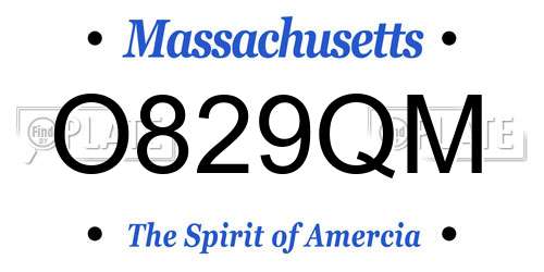 O829QM Massachusetts License Plate