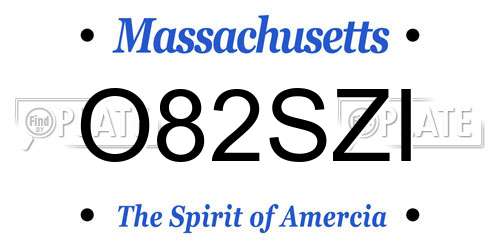 O82SZI Massachusetts License Plate