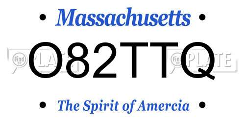 O82TTQ Massachusetts License Plate