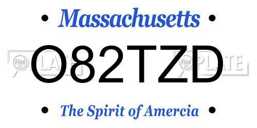 O82TZD Massachusetts License Plate