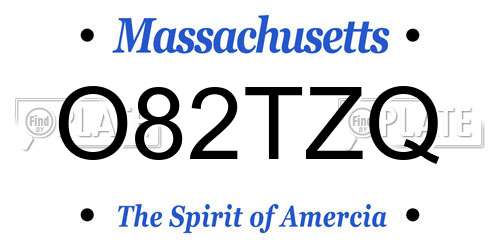 O82TZQ Massachusetts License Plate
