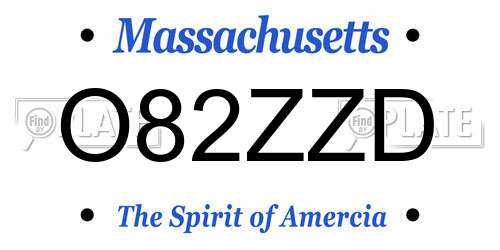 O82ZZD Massachusetts License Plate