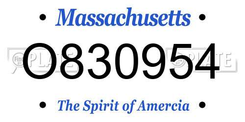 O830954 Massachusetts License Plate