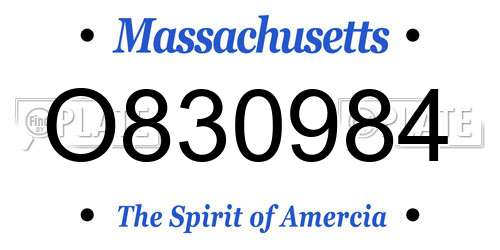 O830984 Massachusetts License Plate