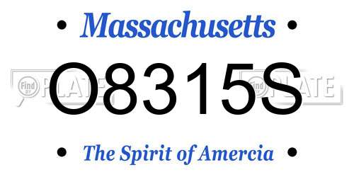 O8315S Massachusetts License Plate